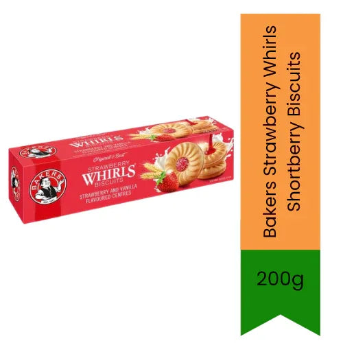 Bakers Strawberry Whirls Shortberry Biscuits 200g