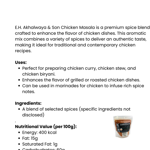 E.H.Akhalwaya & Son Chicken Masala 150g