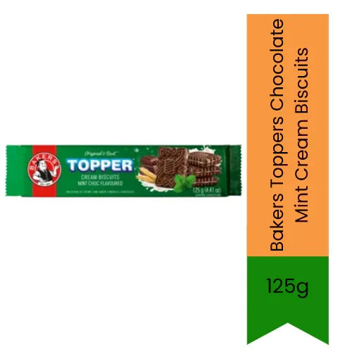 Bakers Toppers Chocolate Mint Cream Biscuits 125g