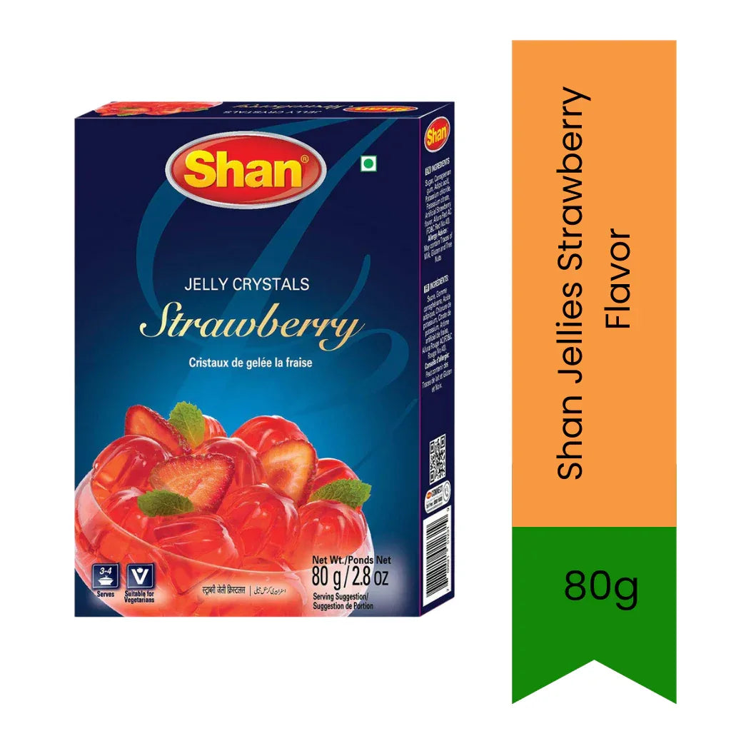 Shan Jellies Assorted Flavors (4 Flavors) | 80g - Fruity Jelly Dessert Mix for Kids & Family Treats, Strawberry Banana Mango & Pineapple Flavors | South Africa | India Bazaar