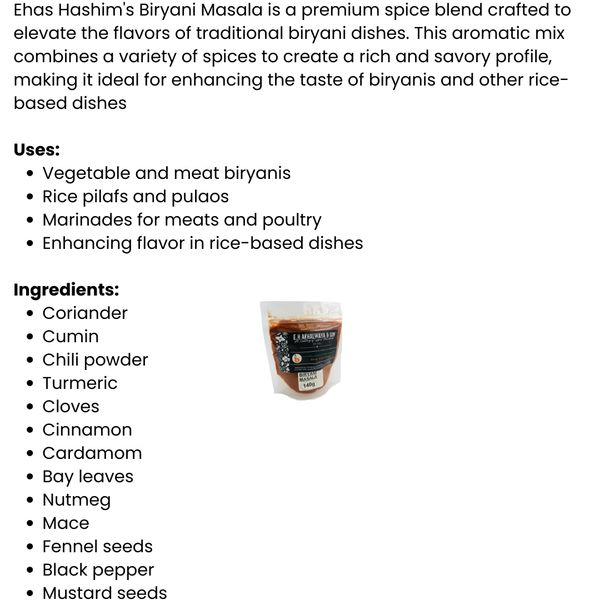 E.H.Akhalwaya & Son Biryani Masala 140g