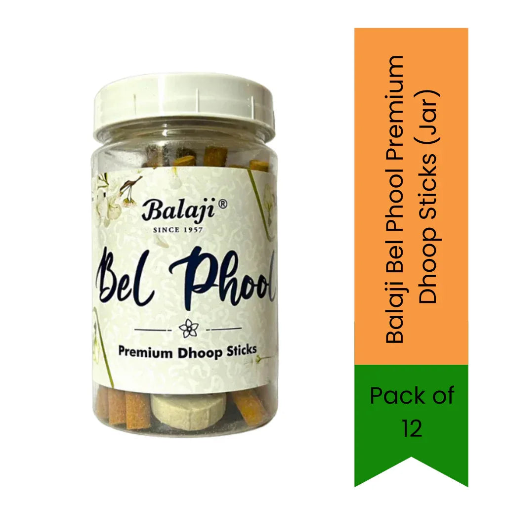 Balaji Thick Incense Sticks (Dhoop) – Bel Flower Premium (Jar) | Sweet Floral, Soft & Calming Fragrance | Long-Lasting Home Aroma | South Africa | India Bazaar