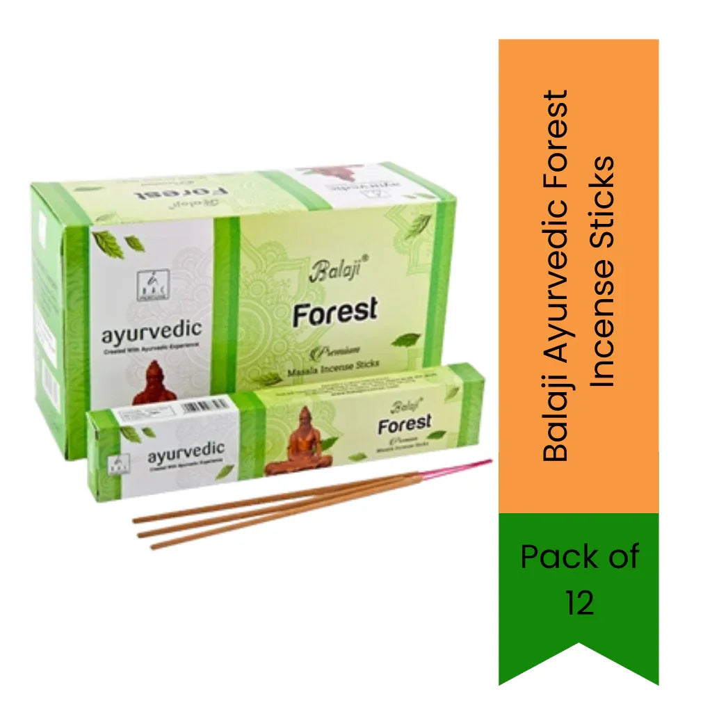 Balaji Ayurvedic Forest Incense Sticks | Sandalwood, Pine & Herbal Forest Notes | Calming Aromatic Fragrance | Home Fragrance | South Africa | India Bazaar