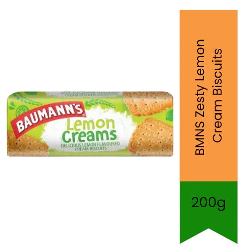 BMNS Zesty Lemon Cream Biscuits 200g | Lemon Cream Sandwich Biscuits for Tea Time & Sweet Treats | Tangy Citrus Flavor with Crunchy Texture | South Africa | India Bazaar