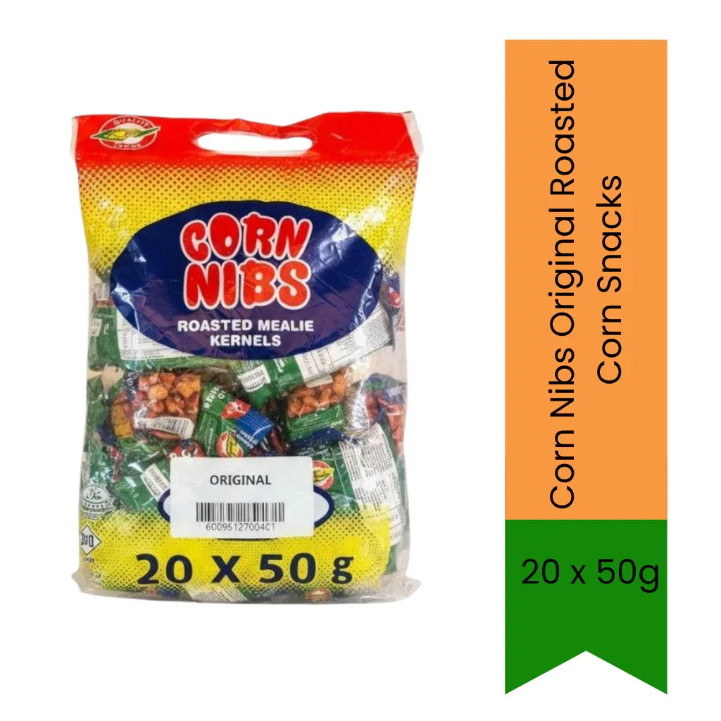 Corn Nibs Original Roasted Corn Snacks | 20 x 50g - Classic Roasted Corn Snack for Sharing & Snacking, Crunchy Texture & Multipack Convenience | South Africa | India Bazaar