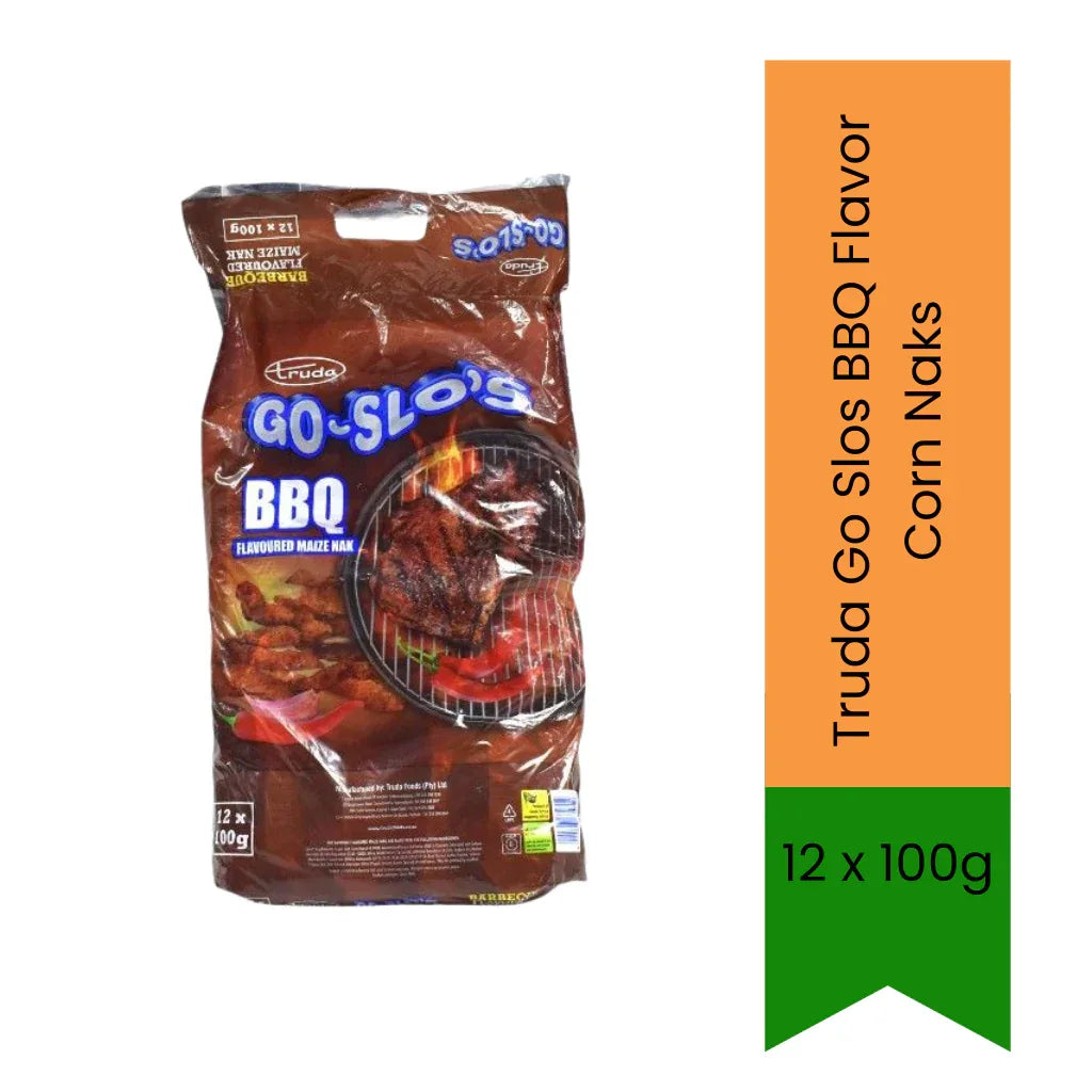 Truda Go Slos BBQ Corn Snacks | 12 x 100g - Smoky BBQ Corn Chips for Sharing & Gatherings, Crunchy Texture & Value Pack | South Africa | India Bazaar