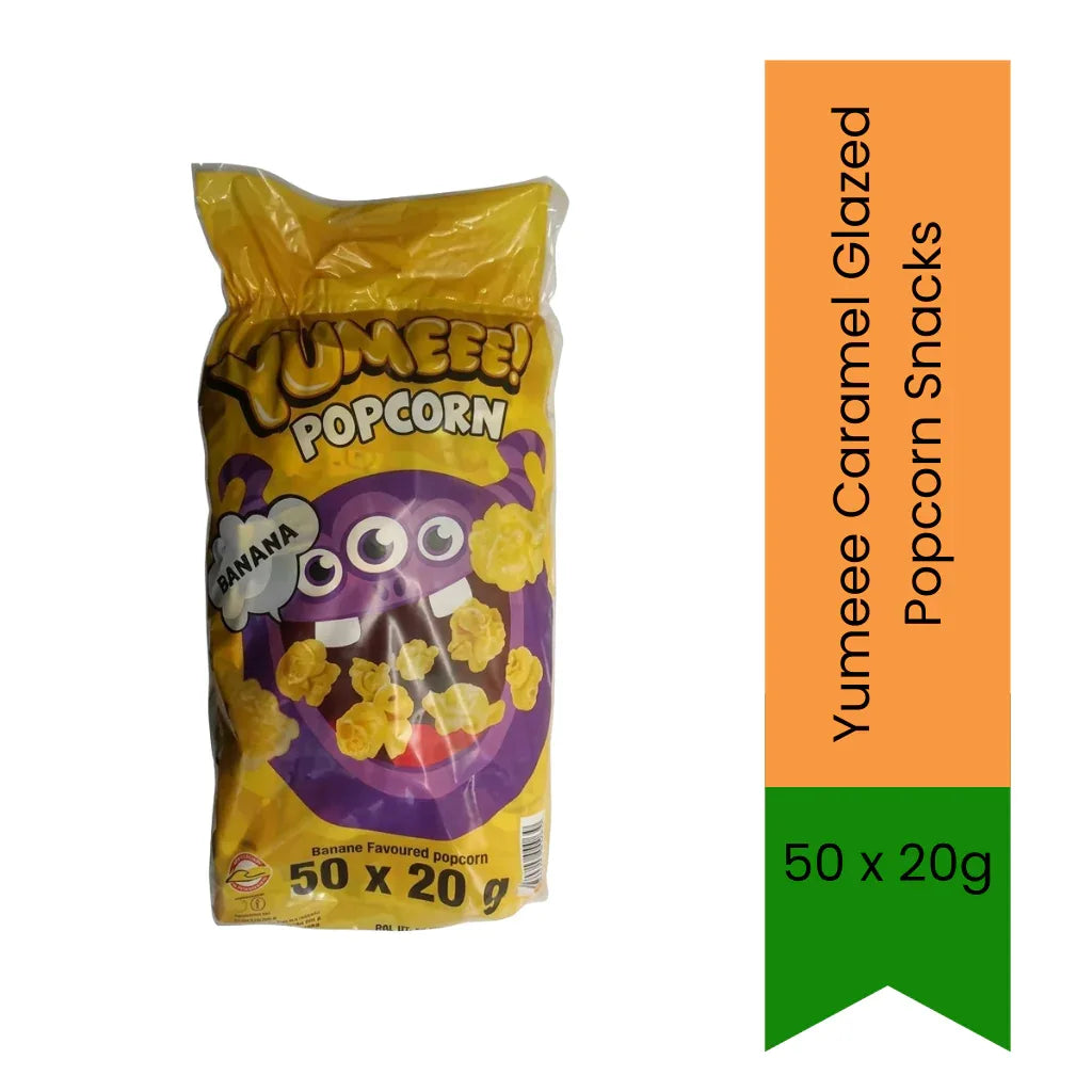 Yumeee Caramel Popcorn Snacks | 50 x 20g - Ready-to-Eat Sweet Popcorn for Parties, School Lunches & Sharing, Crunchy Caramel Coated Treat | South Africa | India Bazaar