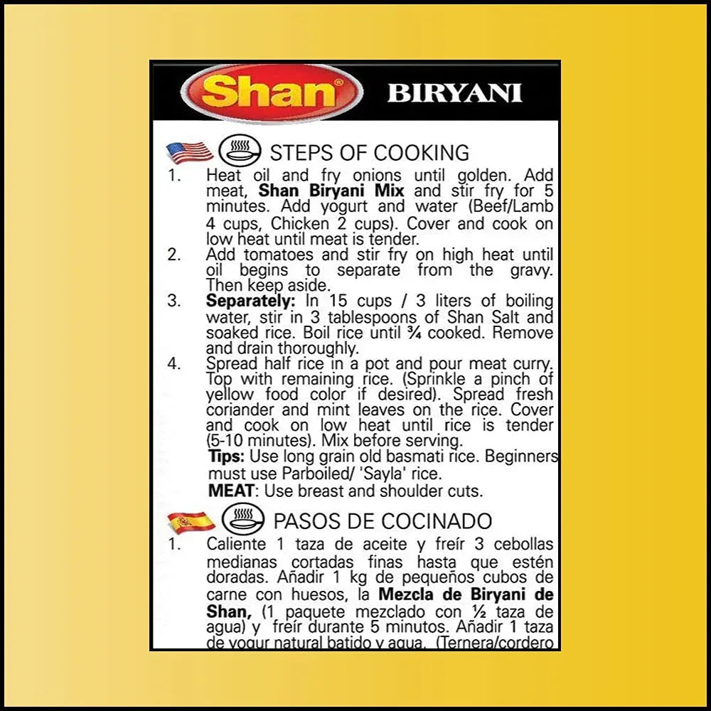 Shan Biryani Masala (Traditional Spiced Rice Mix) | 50g - Classic Fragrant Blend of Core Pods & Herbs for Layered Chicken, Beef or Vegetable Pilafs | South Africa | India Bazaar