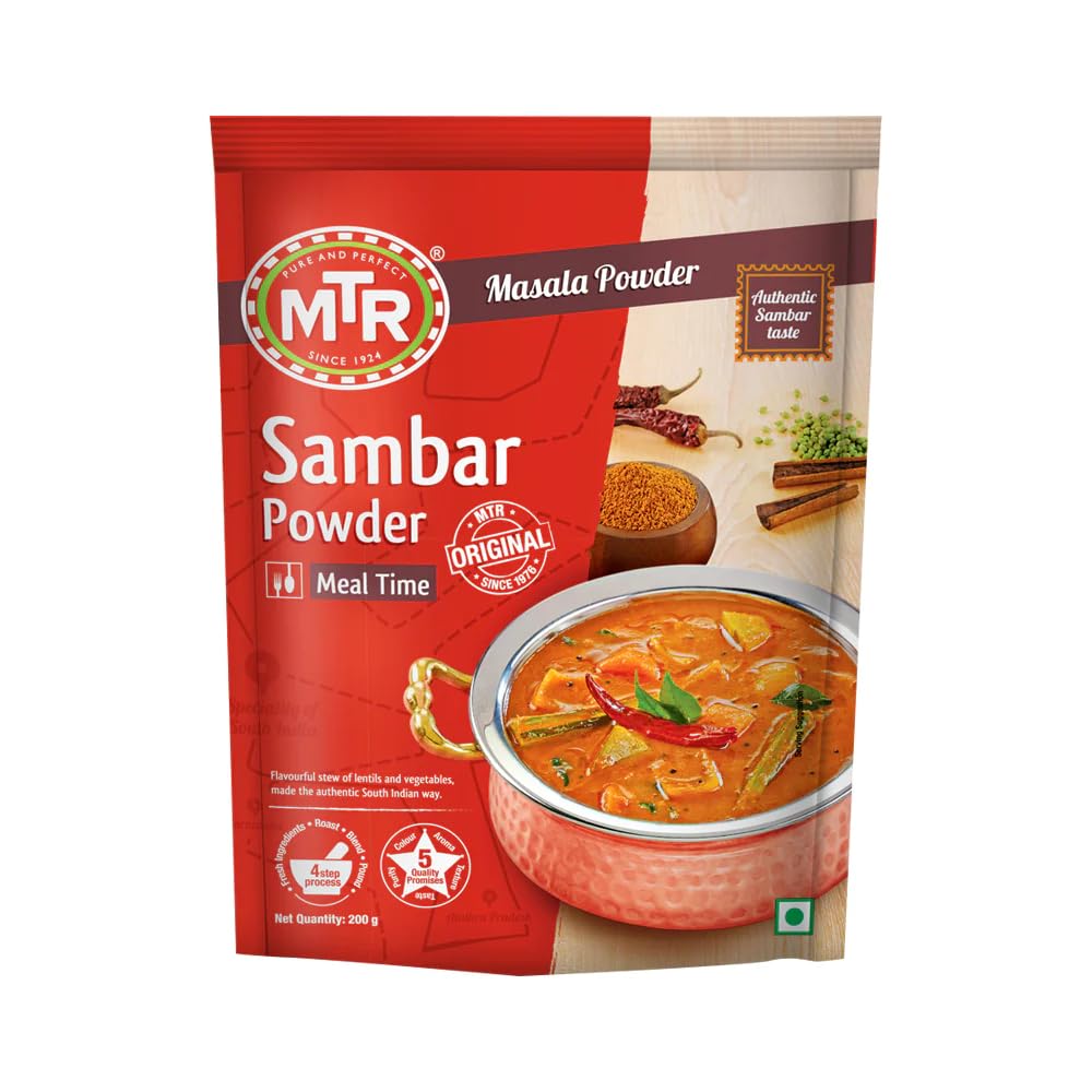 MTR Sambar Powder | 200g - Authentic South Indian Masala for Sambar, Lentil Dishes & Curries, Rich Aroma & Homemade Taste | South Africa | India Bazaar