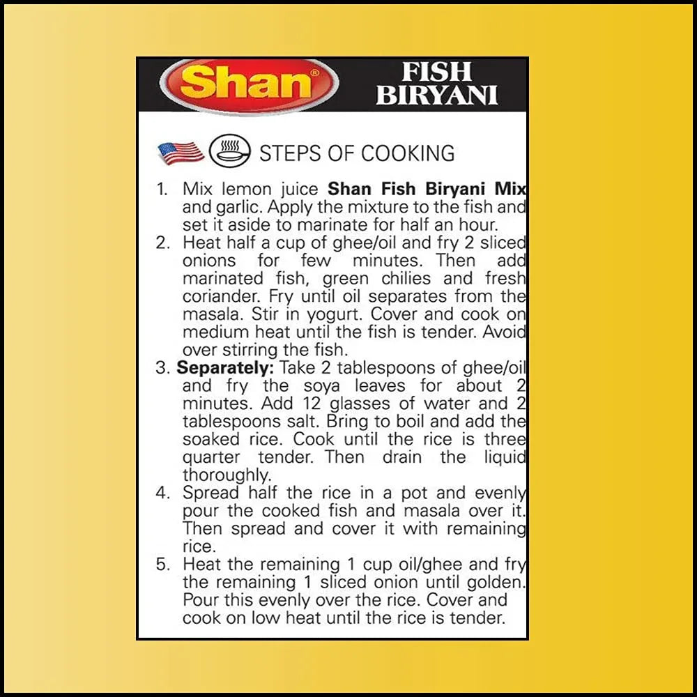Shan Fish Biryani Spice Mix (Machli Biryani Masala) | 50g - Rice Dish Cooking Masala for Seafood, Prawns & Fish Layered Rice, Refreshing Citrus Notes | South Africa | India Bazaar