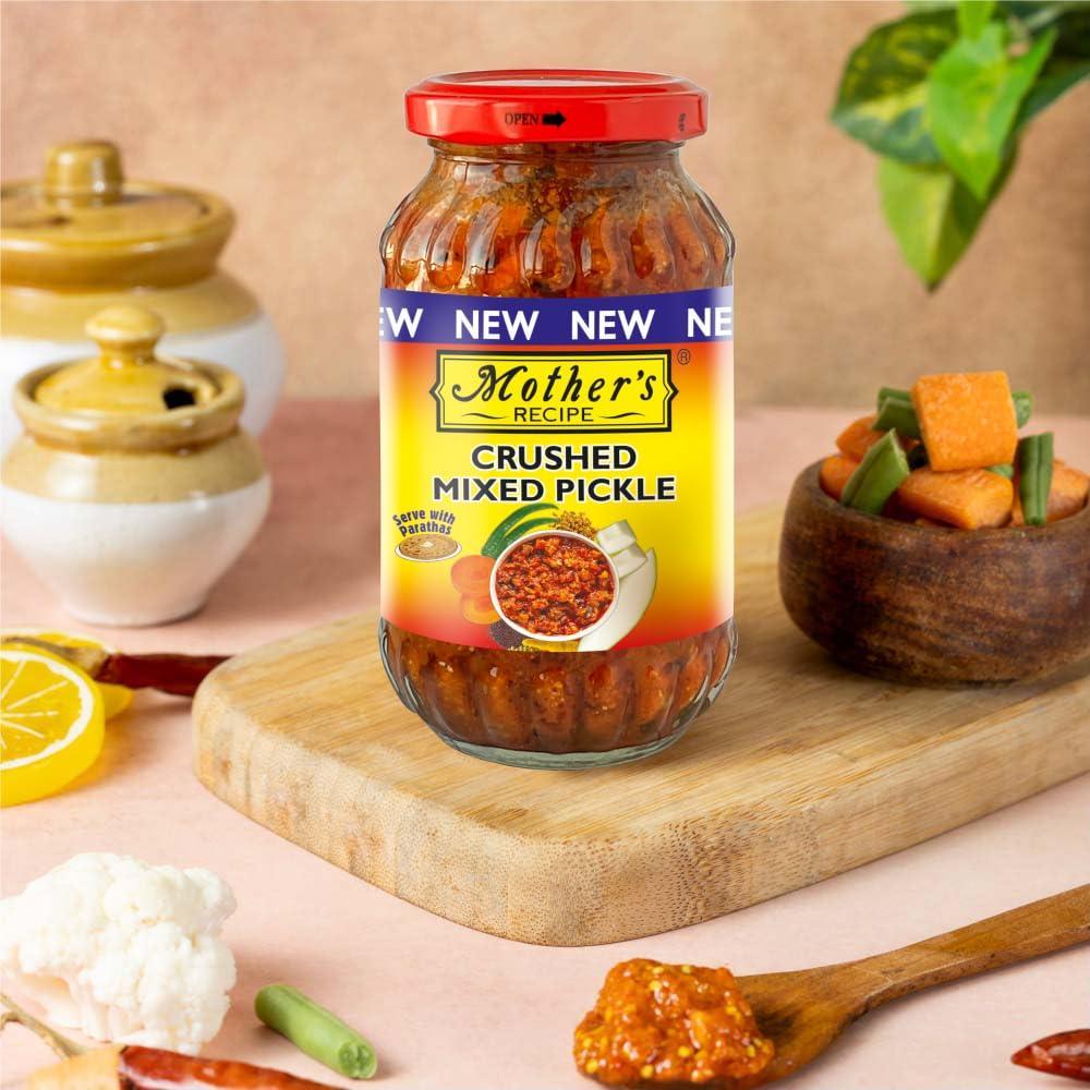 Mother's Recipe Crushed Mixed Pickle (Kuta Hua Achar) | 300g - Fine Chopped Assorted Vegetable Condiment for Sandwiches, Wraps, Puris & Quick Office Lunchboxes, Tangy Spreadable | South Africa | India Bazaar