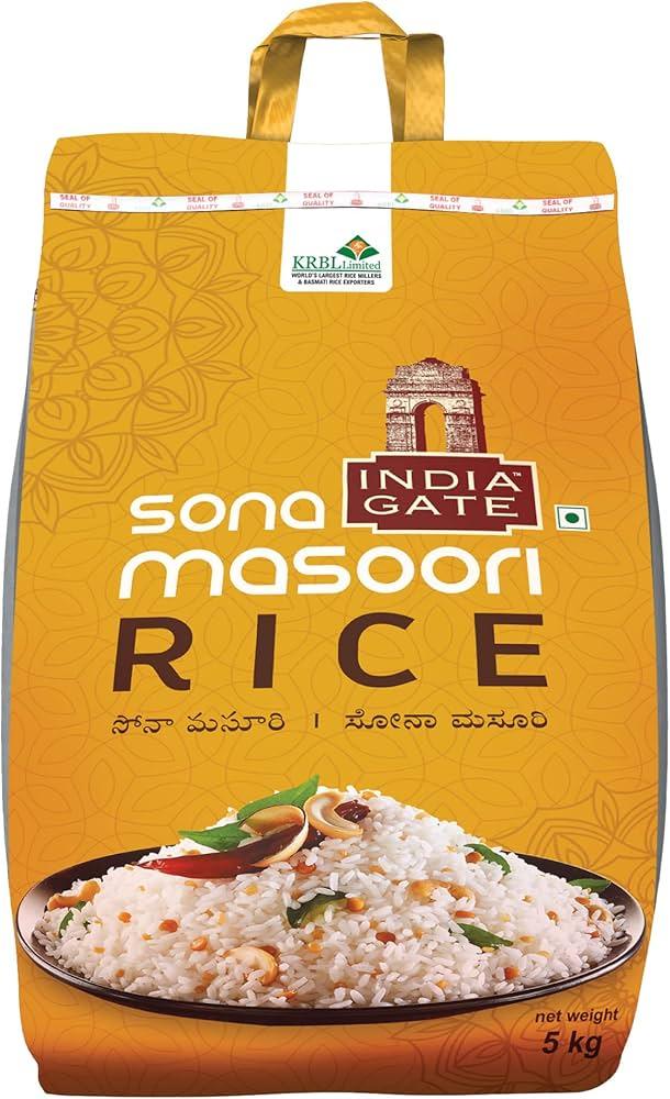 India Gate Sona Masoori Rice 5kg | Lightweight, Soft & Fluffy | Everyday Cooking Rice | South Africa