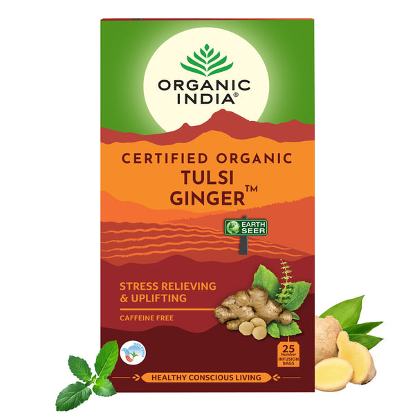 Organic India Tulsi Ginger Tea Bags|BB:01.MAR.2027