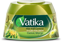 Dabur Vatika Hair Fall Control Hair Styling Cream (Cactus & Garlic) | 140ml - Daily Grooming Hair Polish for Weak Strands, Boosts Hair Strength & Non-Greasy Shine | South Africa | India Bazaar