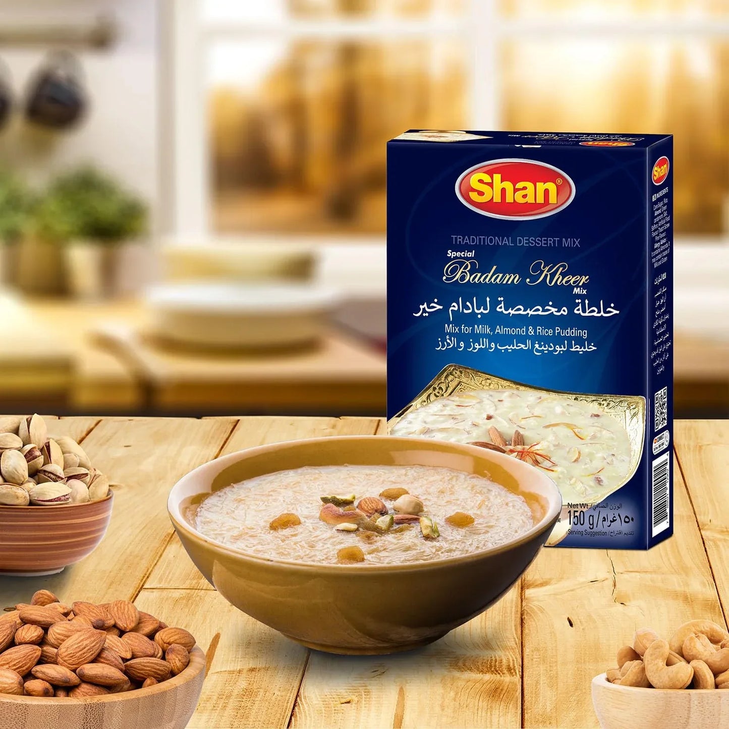 Shan Almond Rice Pudding Mix / Badam Kheer Mix 150g | Creamy Milk Dessert with Almond | Sweet, Nutty & Smooth | Easy Dessert Mix | South Africa | India Bazaar