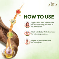 Dabur Amla Jasmine Hair Oil (Sugandhit Aariyal Amla Tel) | 200ml - Light Non-Sticky Hair Nourishment Formula | Infused with Amla & Soothing Jasmine Aroma for Long, Shiny, Strong & Beautiful Strands | South Africa | India Bazaar