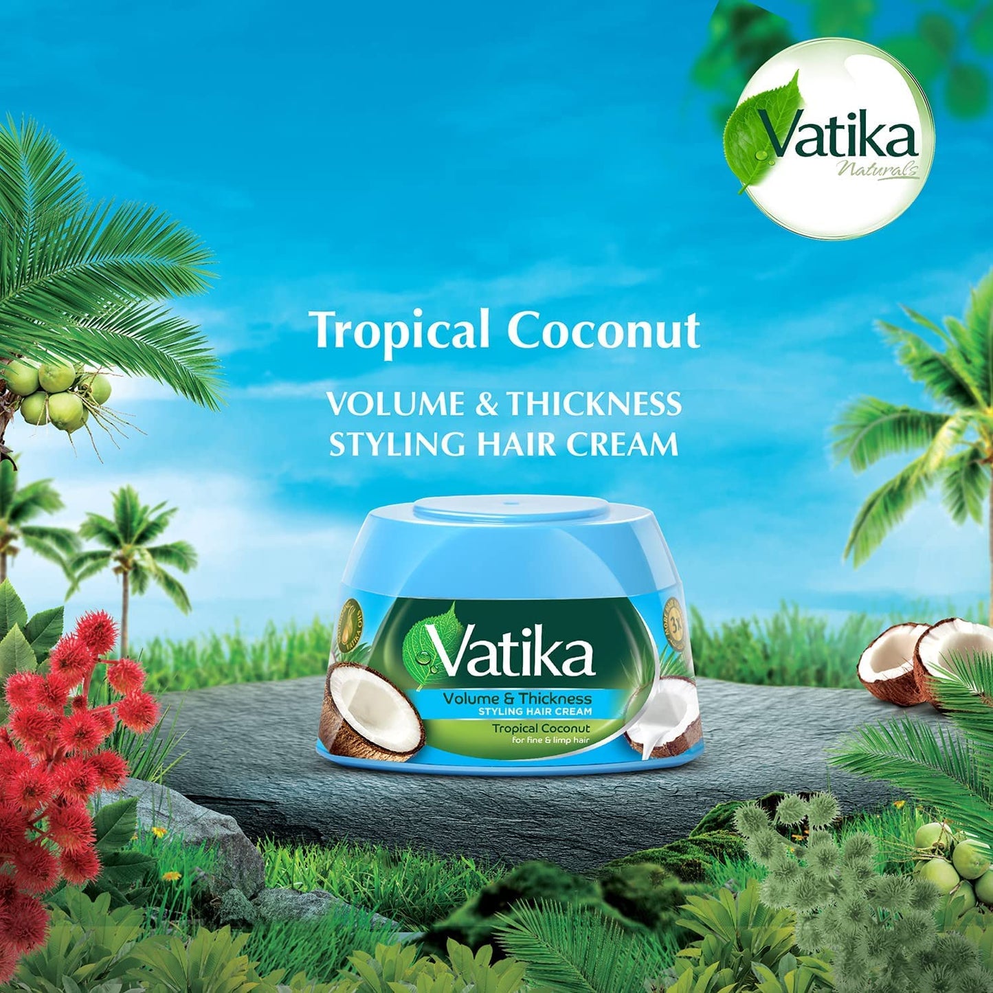 Dabur Vatika Volume & Thickness Hair Styling Cream | 140ml - Premium Pure Hair Cream for Fine Flat Hair, Volume Boost & Daily Styling | Delivers Fuller, Stronger & Shiny Hair | South Africa | India Bazaar