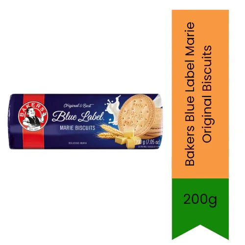 Bakers Blue Label Marie Original Biscuits (Classic Marie) | 200g - Iconic Crisp Texture, Light & Traditional | Best for Everyday Tea Time, Baking Base & Kids | South Africa | India Bazaar