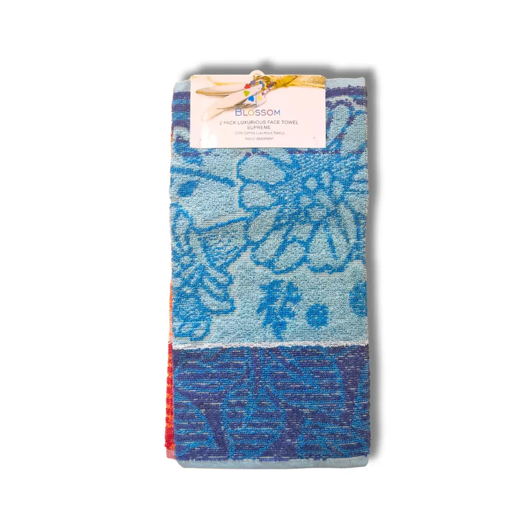 Blossom Luxurious Face Towel Supreme REF#21 | 2 Pack (37x55cm) - Thick High-Density Premium Cotton Washcloths, Large Personal Care Towel | South Africa | India Bazaar