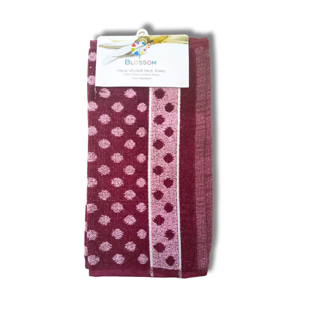 Blossom Velour Face Towel REF#56 | 1 Pack (30x30cm) - Ultra-Soft Velvet Texture Cotton Washcloth, Gentle Cleansing for Delicate Skin | South Africa | India Bazaar