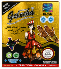 Golecha Black Mehandi Cone (Black Mehndi Cone / Kaali Mehndi) | 1 Piece - Instant Dark Stain Natural Henna Paste Cone for Temporary Body Art, Bridal Henna & Festival Tattoo Designs | South Africa | India Bazaar