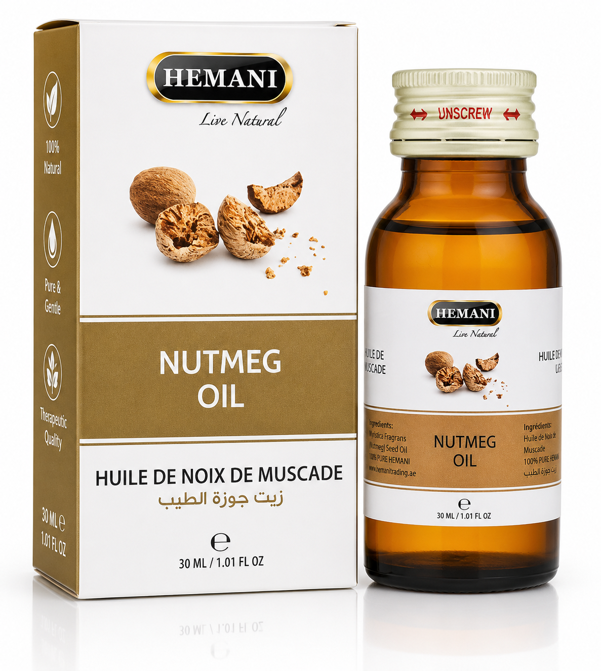 Hemani Live Natural Nutmeg Oil (Jaiphal Ka Tel) | 30ml - For External Use Only