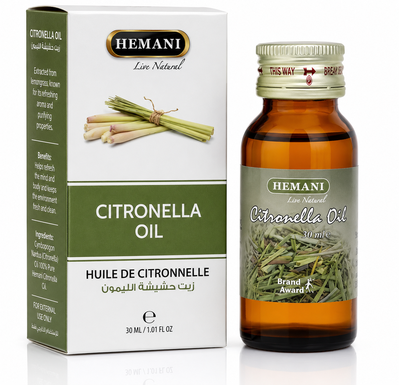 Hemani Live Natural Citronella Oil (Citronella Tel) | 30ml - Skin Care(For External Use Only)