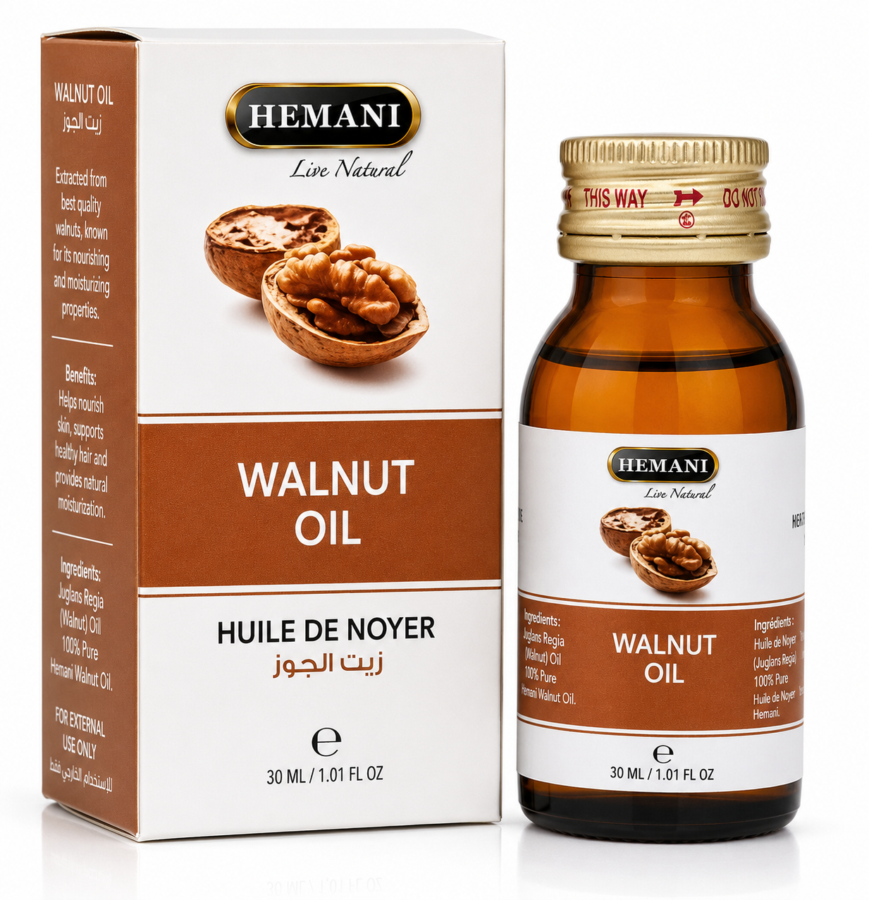 Hemani Live Natural Walnut Oil (Akhrot Ka Tel) | 30ml - Skin Care(For External Use Only)