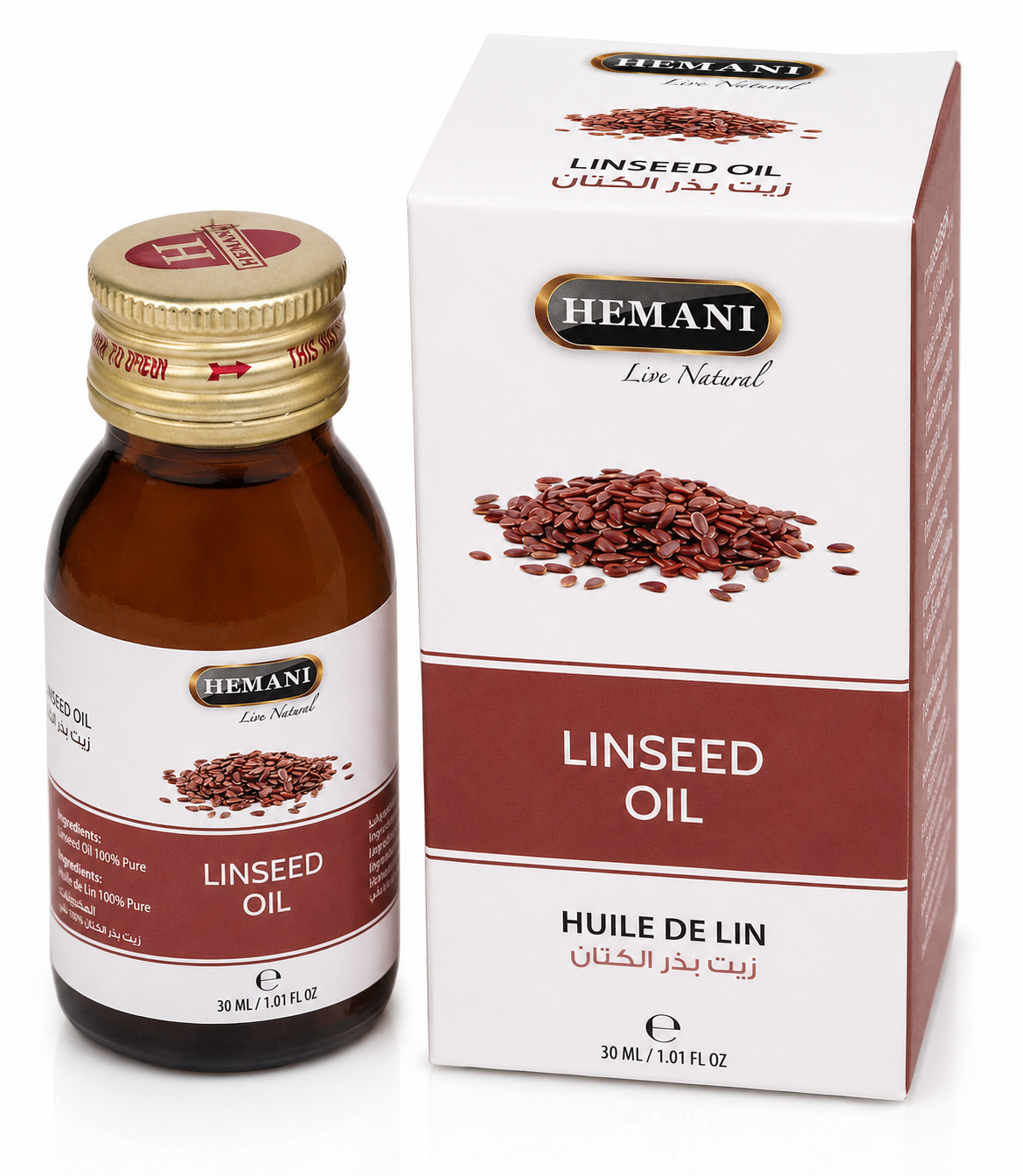 Hemani Live Natural Linseed Oil (Alsi Ka Tel / Flaxseed Oil) | 30ml - Hair & Skin Care (For External Use Only)