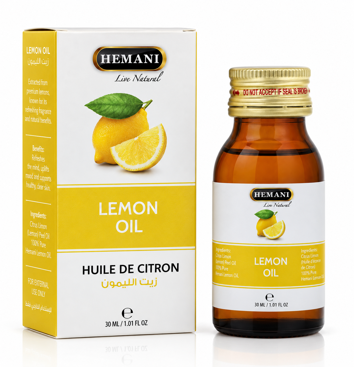 Hemani Live Natural Lemon Oil (Nimbu Ka Tel) | 30ml - Skin Care(For External Use Only)