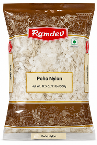 Ramdev Nylon Poha (Patla Pauva / Thin Rice Flakes) | 500g - Ultra-Light Flattened Rice | Perfect for Making Crunchy Roasted Sukha Chivda Snack Mix | South Africa | India Bazaar