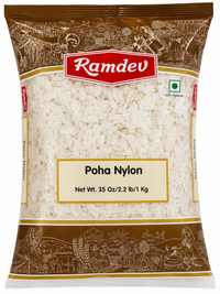 Ramdev Nylon Poha (Patla Pauva / Thin Rice Flakes) | 1kg - Ultra-Light Flattened Rice | Perfect for Making Crunchy Roasted Sukha Chivda Snack Mix | South Africa | India Bazaar