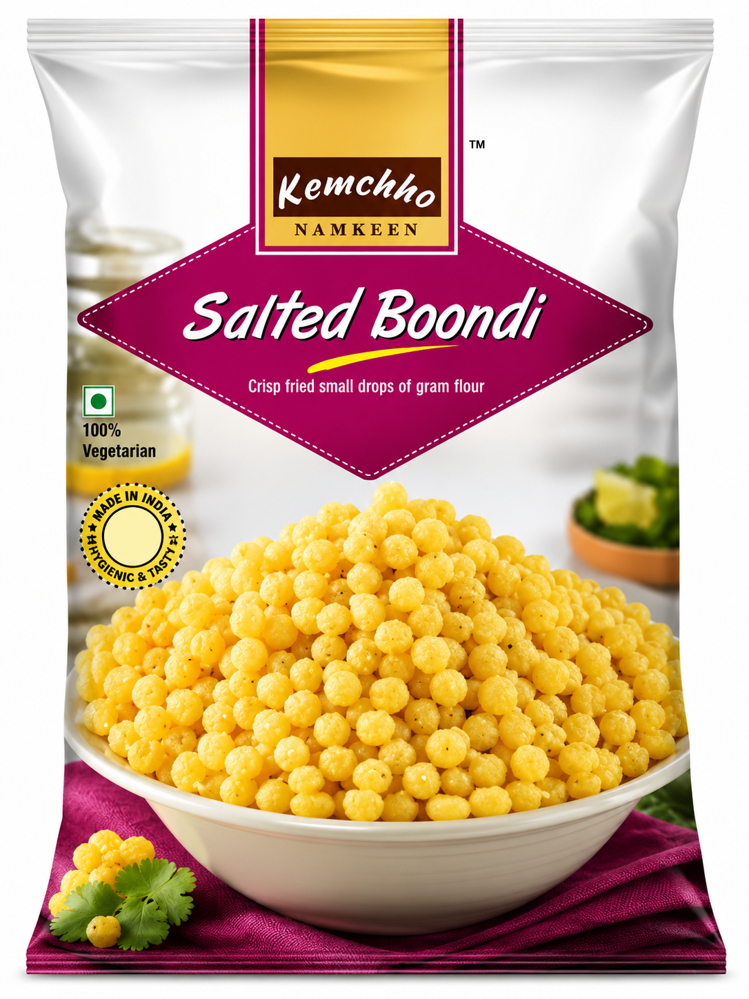Kemchho Fried Chickpea Flour Pearls (Salted Boondi / Khari Boondi) | 270g - Crispy Gram Flour Drops For Making Refreshing Curd Raita & Traditional Indian Chaat | Adds Perfect Crunchy Texture To Daily Meals & Snacks | South Africa | India Bazaar