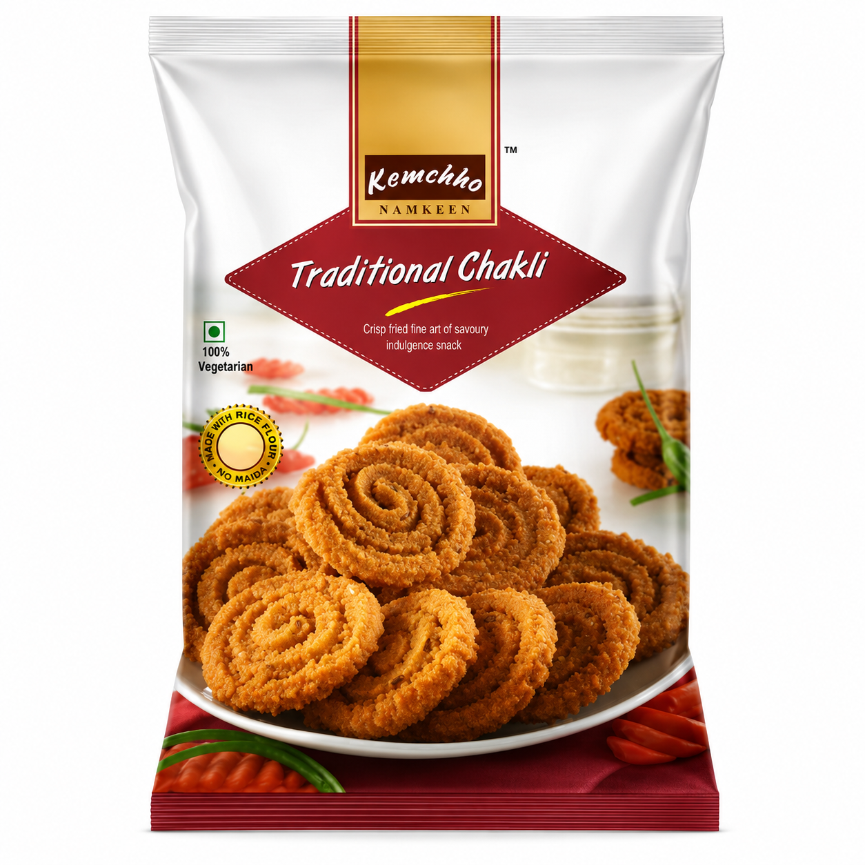 Kemchho Traditional Chakli (Makhana Murukku / Spiced Chakri) | 270g - Crispy Savoury Fried Spiral Rice Flour Snack | Authentic Homemade Indian Recipe, Perfect Crunchy Ready-to-Eat Afternoon Chai Farsan | South Africa | India Bazaar