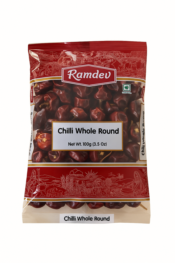 Ramdev Whole Chilli Round 100g – Authentic Indian Spice|BB:MAR.2027