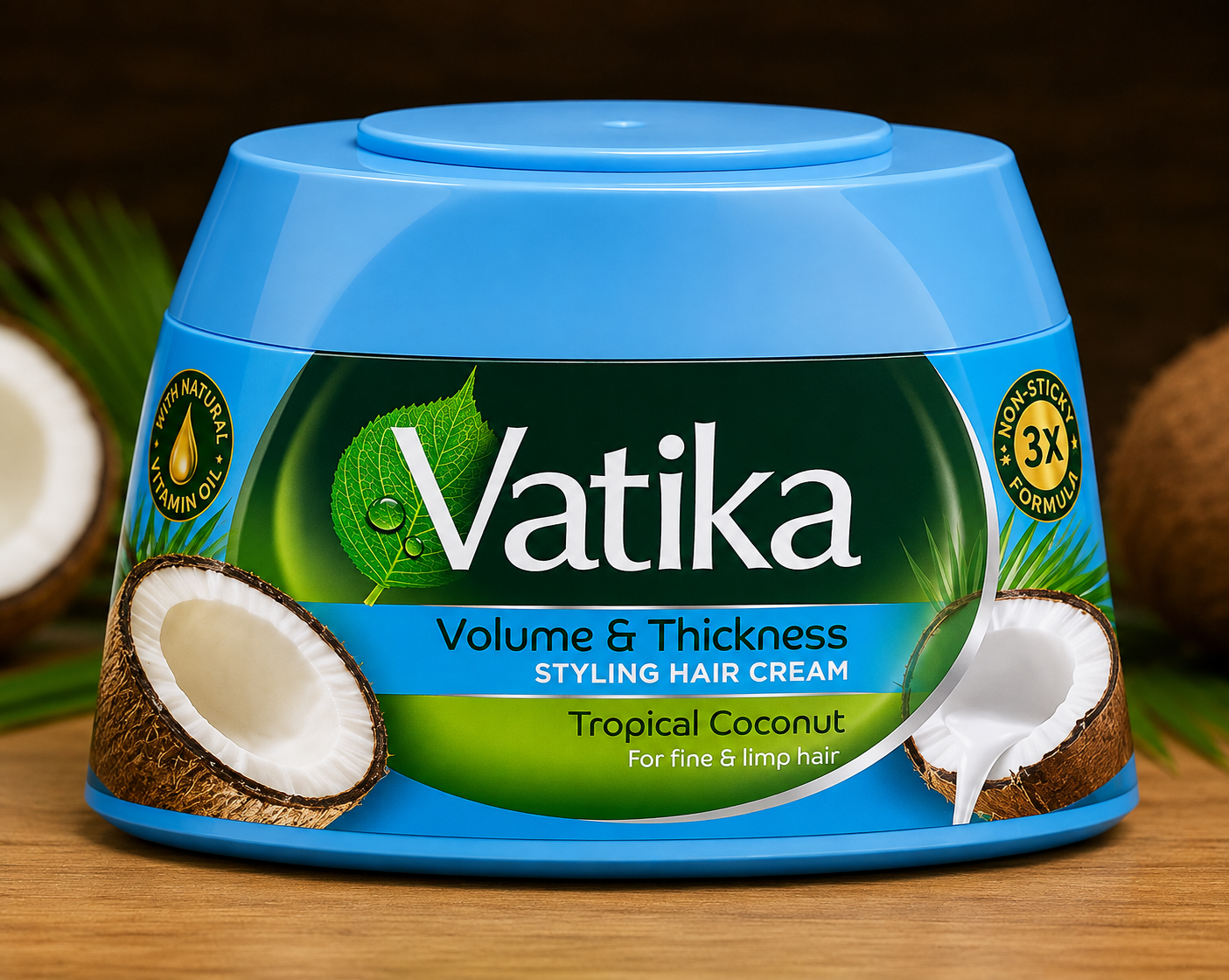 Dabur Vatika Volume & Thickness Hair Styling Cream | 140ml - Premium Pure Hair Cream for Fine Flat Hair, Volume Boost & Daily Styling | Delivers Fuller, Stronger & Shiny Hair | South Africa | India Bazaar