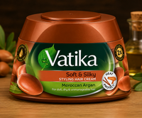 Dabur Vatika Soft & Silky Hair Styling Cream (Argan & Aloe Vera) | 140g - Ultra-Smoothing Leave-In Conditioner Gel for Manageable Frizz-Free Shine | South Africa | India Bazaar