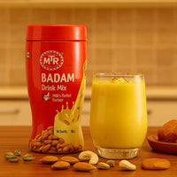 MTR Badam Drink Mix (Almond Milk Elixir Premix) | 500g Tin - Rich Saffron & Cardamom Infused Real Nut Powder for Cold Summer Shakes & Hot Winter Milk | South Africa | India Bazaar