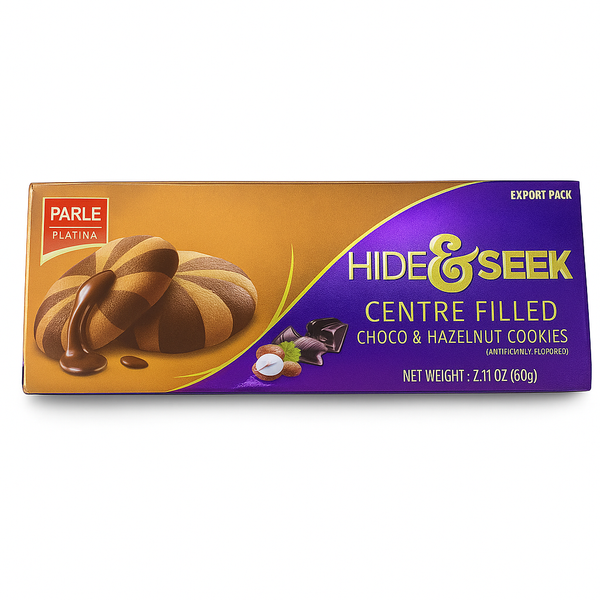 Parle Hide & Seek Centre Filled Choco & Hazelnuts Cookies 60g |BB:23.SEP.2026
