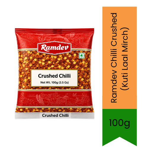 Ramdev Chilli Crushed (Kuti Laal Mirch) - Bold Spicy Red Pepper Flakes for Pizza, Pasta, Curries & Marinades, Sharp Heat Kick | South Africa | India Bazaar