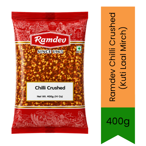 Ramdev Chilli Crushed (Kuti Laal Mirch) - Bold Spicy Red Pepper Flakes for Pizza, Pasta, Curries & Marinades, Sharp Heat Kick | South Africa | India Bazaar