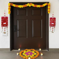 Shubh Labh Wall Hanging Pair – Traditional Red & Gold Cow Design for Auspicious Home Décor