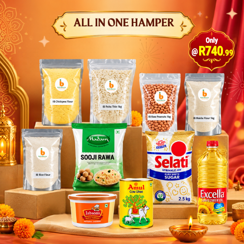IB All in One Hamper | 1 Pack - Premium Sweets, Snacks & Dry Fruits Hamper | Festive Gifting, Rich Flavor & Complete Variety | South Africa | India Bazaar
