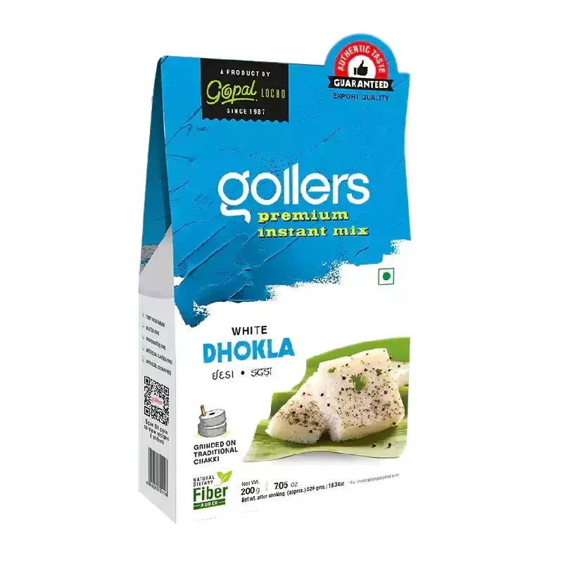 Golers White Dhokla Instant Mix (Khatta Dhokla) | 200g - Easy Gujarati Breakfast Mix, Yields Soft Fluffy Tangy Steamed Cakes | South Africa | India Bazaar