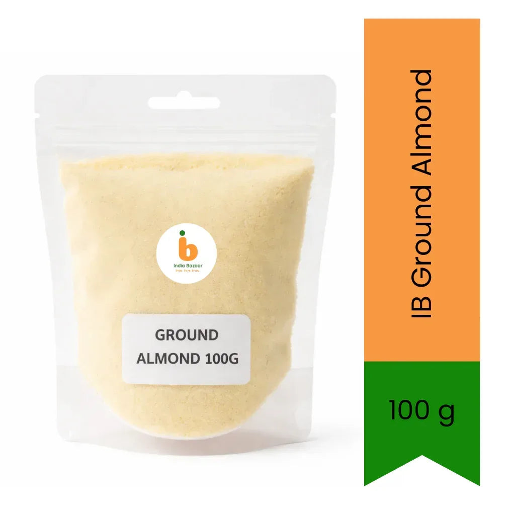 IB Ground Almond (Badam Powder) | 100g - Pure Blanched Almond Flour for Baking, Macarons, Rich Mughlai Gravies & Kheer Sweets | South Africa | India Bazaar
