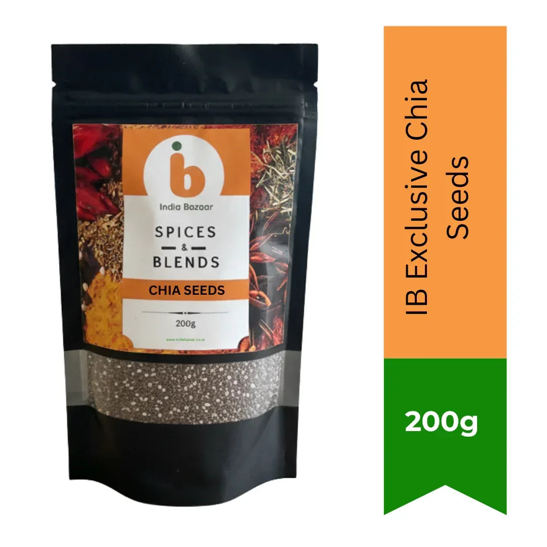 IB Exclusive Chia Seeds 200g | Superfood for Smoothies, Overnight Oats, Puddings & Drinks | Mild, Nutty & Versatile | South Africa | India Bazaar
