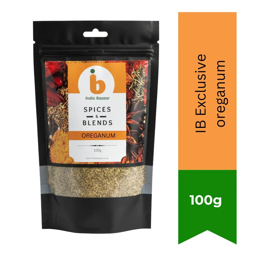 IB Oregano Dried Herb Seasoning (Oregano Leaves) | 100g - Piquant Mediterranean Flavour Herb for Cheesy Pizzas, Pasta Bakes, Tomato Sauces & Greek Salads | South Africa | India Bazaar