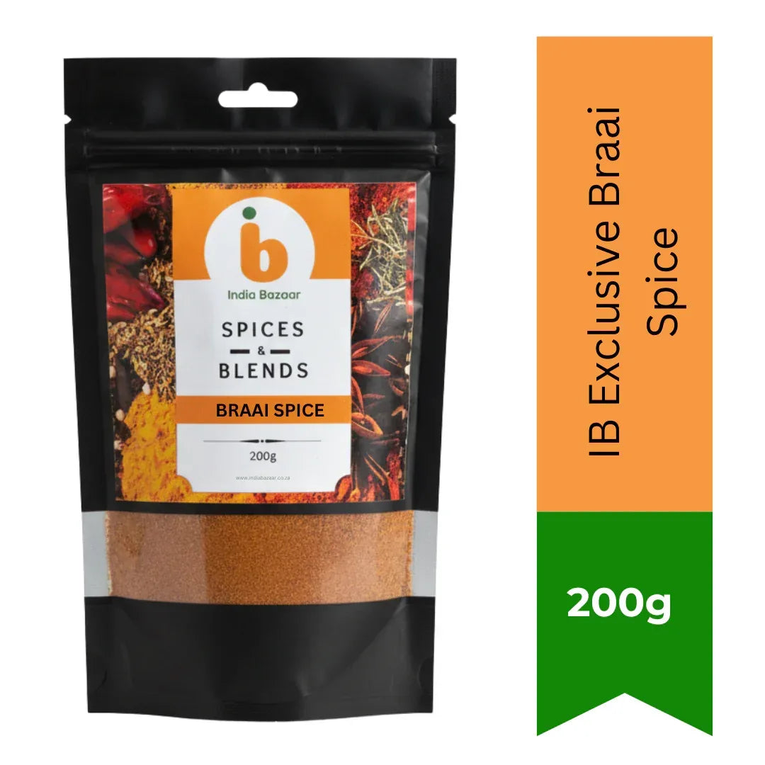 IB Braai Spice South African BBQ Seasoning (Braai Masala) | 200g - Ultimate Meat & Grill Spice Blend for Shisa Nyama, Chops, Steaks, Wors & Charcoal Grid Roasts | South Africa | India Bazaar
