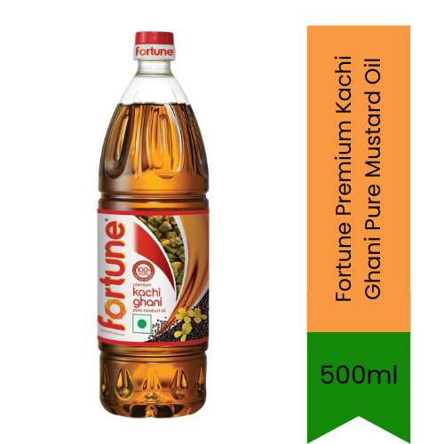 Fortune Premium Kachi Ghani Pure Mustard Oil (Sarson ka Tel) | 1L - Cold Pressed Authentic Oil for Traditional Curries & Pickles, Strong Pungent Aroma | South Africa | India Bazaar