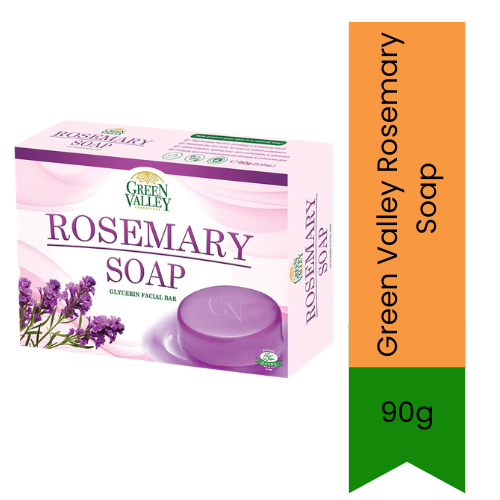 Green Valley Rosemary Soap | 90g - Herbal Bath Soap with Rosemary, Refreshes Skin & Supports Daily Skin Care Routine | South Africa | India Bazaar